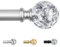 KAMANINA Barra de Cortina 80 a 365cm, Plata Barra de Cortinas Extensible para Ventana con Remates de Cristal Retorcida para Dormitorio/Blanco Mate