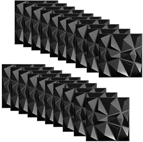 20 pezzi Pannelli Decorativi Per Pareti, Pannelli Adesivi per Pareti, Adesivi Murali 3d, Carta Parati Adesiva Muro, Carta da Parati Adesiva, Pannello Finto Mattone, Finta Pietra per Interni (Nero)