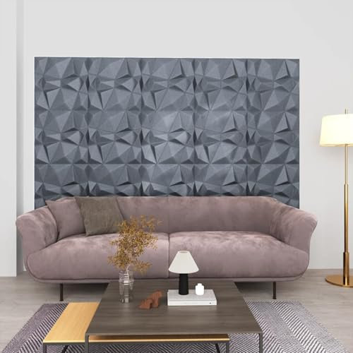 ShGaxin 3D-Wandpaneele 24 STK, Deckenpaneele, Wall Panel, Wandverkleidung, Wandgestaltung, Wanddeko, Dekorative Wandpaneele, 50x50 cm Diamant Grau 6 m²