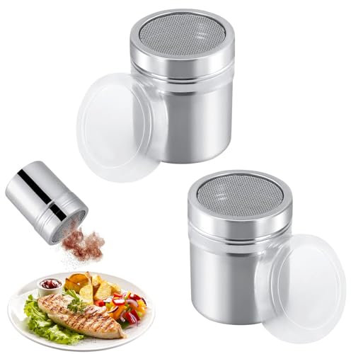 2PCS Flour Shaker & Icing Sugar Shaker – Premium Powder Shaker Set, Perfect for Baking, Sifting, Dusting, & Decorating Cakes, Smooth Sifting, BPA-Free, Easy to Use