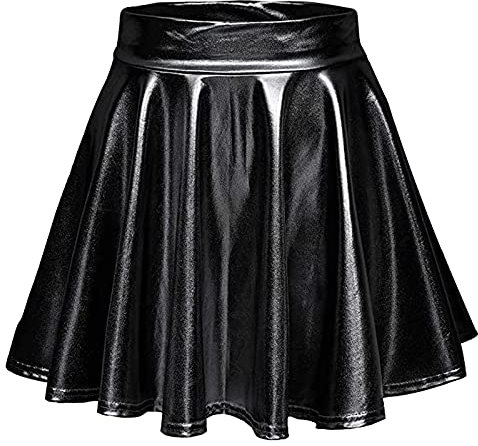 Damen Rock Silber Kurz,Rock Silber Metallic-Metallischer Faltenrock Mini Skater Rock Hohe Taille Elastischer Plisseerock Rockabilly Zubehör Ballett für FaschingsKostüme Karneval Kostüm