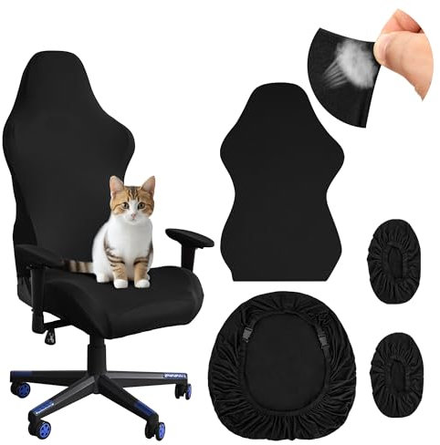 Funda para Silla de Juego Elástica Fundas para Sillas Oficina Lavable y Extraíble Funda para Silla de Oficina Universal con Reposabrazos para Oficina Juegos 4 Piezas