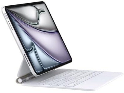 QUARK Magic Keyboard - Funda para iPad Air de 11 pulgadas (M3 2025 / M2 2024) y iPad Pro de 11 pulgadas (4ª, 3ª, 2ª, 1ª generación), funda con teclado para iPad Air de 10.9 pulgadas (5/4 generación