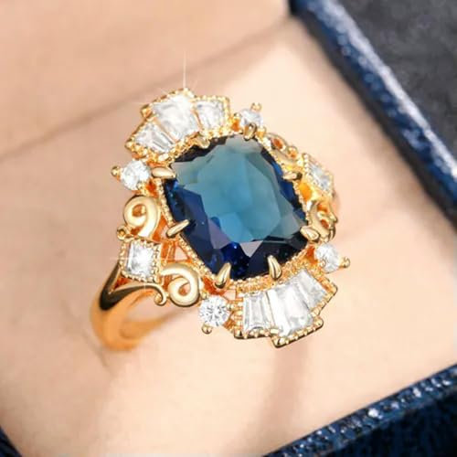 Wunderschöne Ringe für Damen, Gelbgold 18 Karat, vergoldet mit Zirkonia, Größe 6–10–7, Gold