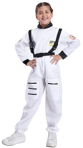 Carnavalife Disfraz astronauta niño traje astronauta niña unisex, Traje Espacial con Tirantes Ajustables y Parches Estilo NASA, disfraz fiesta de espacio, Carnaval, Halloween, fin de curso