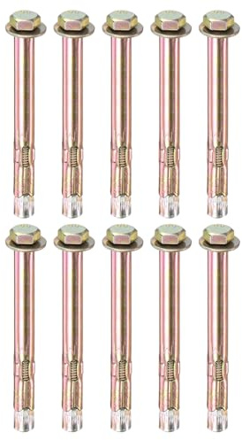 M METERXITY 10 Pcs Tornillos de Expansión Hexagonales M6X80mm de Acero Al Carbón Galvanizado En Colores Tornillos de Expansión Hexagonales Externos Tornillo Metálico Anti-Corrosión
