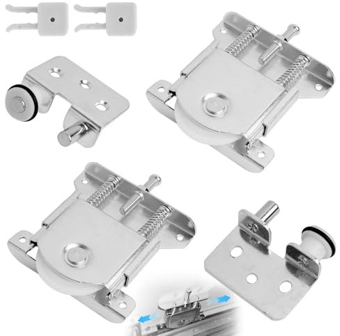 2PCS Puerta Corredera para Armario, Juego de ruedas para puerta corredera, kit de puerta corrediza de armario, Incluye Ruedas de Puerta Deslizantes de Acero y Nailon, para Armarios y Muebles