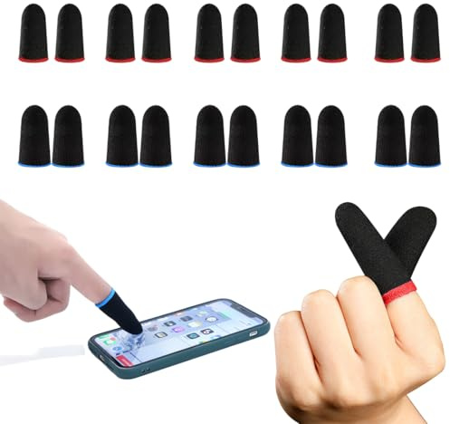 CATOR Manchons De Doigt 10 Paires De Manchons De Doigt De Jeu, Manchon De Doigt De Jeu Mobile Manchon De Doigt pour Écran Tactile Gants De Doigt Manchons De Pouce Couverture De Doigt Respirant