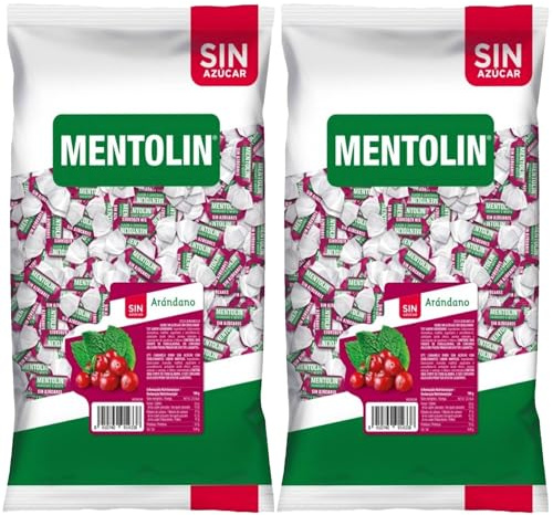 MENTOLÍN pack de 2 kg de caramelos duros sabor arándano sin azúcar, 2x1kg
