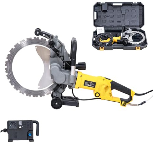 KATSU Tools 5000W Brushless Electric Ring Wall Saw, 29cm Cutting Depth, Powerful Handheld Dust-Free Concrete Brick Wall Chaser Groovin Slotting Machine with Plastic Toolbox