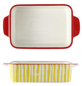 Auflaufform Klein Keramik, 500ML Rechteckig Lasagneform Vintage Backform Ofenform Mit Keramikgriffen OfenformSet Für Lasagne Tiramisu Auflauf (A)