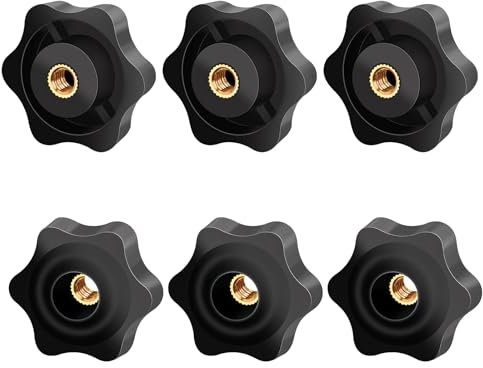 BHSTTNIXP 6 PCS Black M6 Nuts,Copper Core Handle Nuts Replacement,Plastic Clamping Screw Knob for Machines,Systems,Furniture,Machine Tools,Fitness Equipment