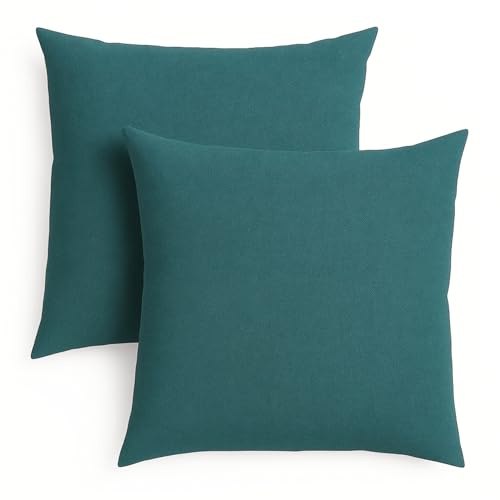 sleepling 2er Set Sofakissen 40x40 cm, Kissen, Petrol | Zier aus robustem Polsterstoff , 40 x 40 cm, Deko für Sofa, Couch , Polster, Made in EU, 2 Stück