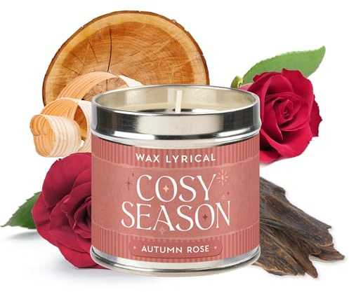 Wax Lyrical Autumn Rose Candle Tin | Rich Floral Fragrance | Romantic Rose Oud Scent | Up to 35 Hours