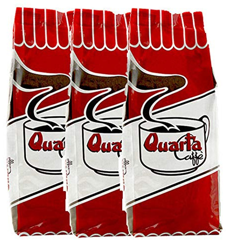 QUARTA Caffè varietà ROSSA MACINATO – Caffè ARABICA E ROBUSTA 250gr Aroma deciso ed energico - 3 confezioni da 250gr. Prodotto in Puglia, Salento