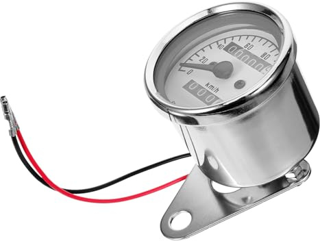 Indicador de Velocímetro para Motocicleta de Aluminio Plata | Diseño de Aguja, Lectura Clara, Montaje Sencillo, Pieza Modificada para Uso en Moto