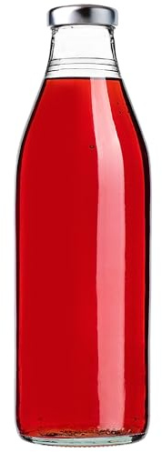 KADAX Botellas de zumo de 1 L, 1 pieza, botellas de cristal con tapón de rosca fi43 mm, botellas vacías para conservas, botellas para rellenar zumo y jarabe (plata)