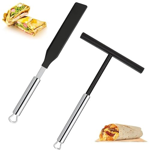 Kit spalmatore e per crêpe - Kit per crêpe 34,2x3 cm per, raschietto per antiaderente e strumenti di cottura in metallo per supporto per da cucina