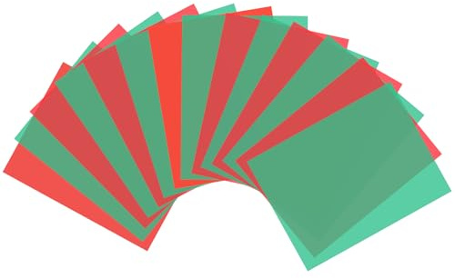 ZoZoMaiy 14 Pieces Gels Light Filter, A4 Photography Coloured Gels Overlays Transparency Plastic Sheets Lighting Gels for Photo Studio Strobe Flash LED Video Light DJ Light, 29.7x21cm, Red and Green