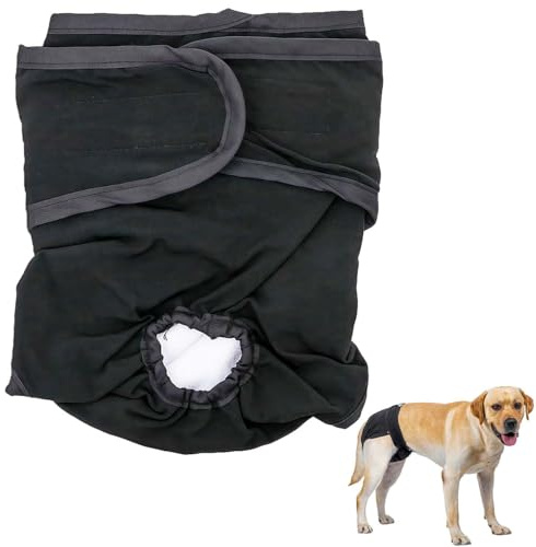Wiederverwendbare Hundewindeln, Hochsaugfähige, waschbare und umweltfreundliche Damenbinden Höschen Schutzhose bei Läufigkeit und Inkontinenz -Schwarz 2 Stück (M)