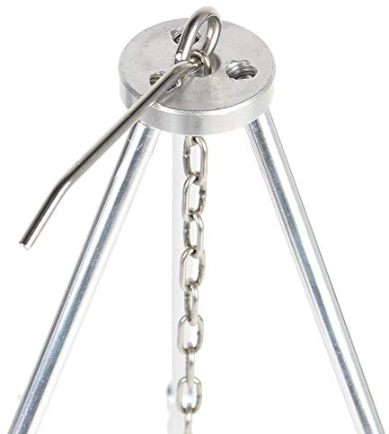 Taidda Parrilla de Barbacoa de Metal Plegable Trípode Colgante Portátil Cocina de Barbacoa para Acampar Picnic | Plata de Alúmina Dura 21.26x16.14x31.50 Pulgadas Camping en Equipo y Familiar