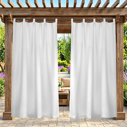 ZELVANO Outdoor Vorhang wetterfest, 1 Stück Sonnenschutz-Vorhang mit Aufhängeschlaufen, windfest & Blickdicht für Garten, Pavillon, Pergola und Terrasse - H140 x B100cm