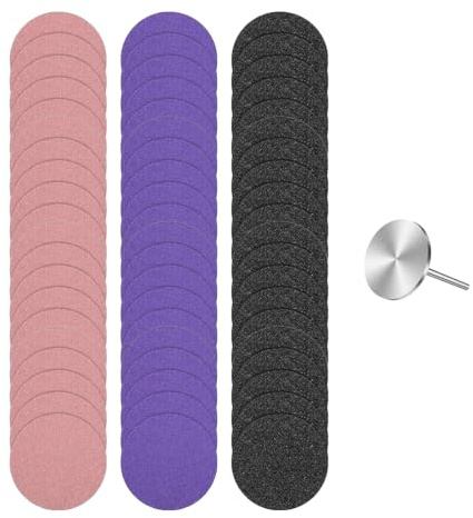 Pedicure Sanding Discs 60 Pcs 25mm Nail Drill Bit Callus Refills | 60pcs 25mm sanding discs with metal nail drill bit, 80/150/240 grit for pedicure, callus removal and nail care.