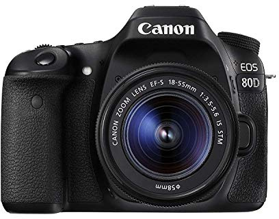 Canon EOS 80D Spiegelreflexkamera Gehäuse + EF-S 18-55 IS STM (24,2 MP, DIGIC 6, FULLHD, DualPixel AF) schwarz