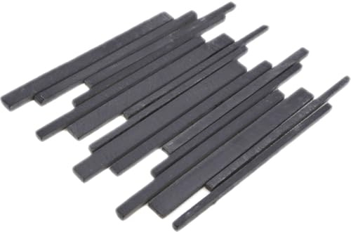 Mosaik Fliese Schiefer Naturstein Stäbchen Schiefer schwarz für BODEN WAND BAD WC DUSCHE KÜCHE, Mattengröße: 300x300 = 0,09 qm, Steingröße: 300x10/15/25x10 mm - 1 Matte