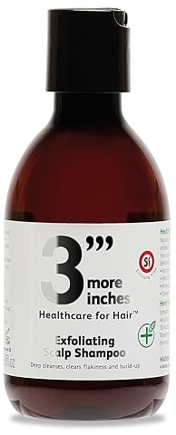 3'''More Inches Exfoliating Scalp Shampoo 250ml - Shampooing exfoliant pour le cuir chevelu - Traitement détoxifiant du cuir chevelu - Élimine les pellicules et les accumulations - Sans silicone