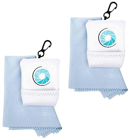 Lens-Aid Mikrofaser Reinigungstuch mit Aufbewahrungsbeutel und Karabiner von Lens-Aid: Für Kamera, Objektiv, Display, Notebook, Smartphone und als Brillen-Putztuch zur Reinigung