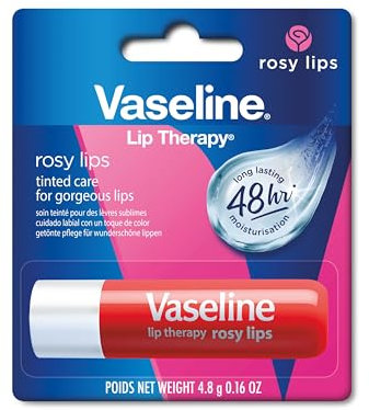 Vaseline Lip Therapy Rosy, Getönter Lippenbalsam, Lippenstift mit Mandel und Rosenöl (4.8 g (1 Stück))