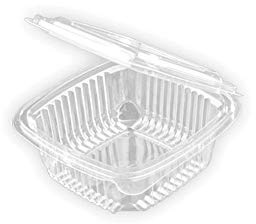 TELEVASO - 700 uds - Envase recipiente para comidas frías con tapa bisagra rectangular - Capacidad 250 ml - Polietileno (PET) transparente