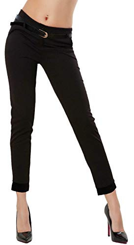 Toocool Pantalon Classique pour Femme, Pantalon Elégant Taille Basse avec Poches et Ceinture, Pantalons d'Eté pour Femme AS-28251