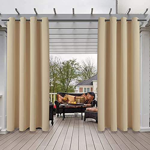 AIYOUVM Outdoor Vorhang Mit öSen, Outdoor VorhäNge Wetterfest, Sonnenschutz TerrassenüBerdachung, mit Ösen,Einfache Wartung, für Balkon Terrasse Veranda Pergola Gartenlaube-134x210cm