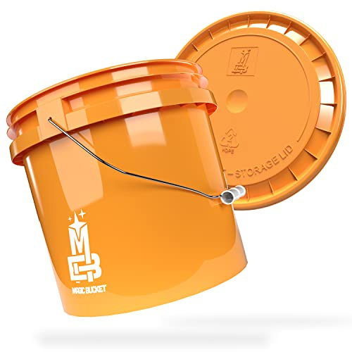 MAGIC BUCKET | Wash Bucket Set for Car Hand Wash Orange with Matching Bucket Lid | 3.5 US GALLONEN Approx. 13 Litres | Compatible with Grit Guard, Detail Guardz Dirt Lock, Chemical Guys Dirt Trap