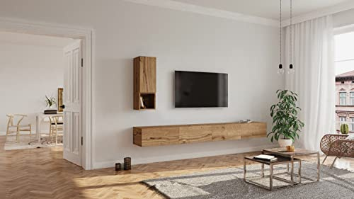 Wuun® Somero Lowboard Tv-Board Wohnwand SW1 (Board: Eiche/Hochschrank: Eiche, 200cm (100cm x 2))