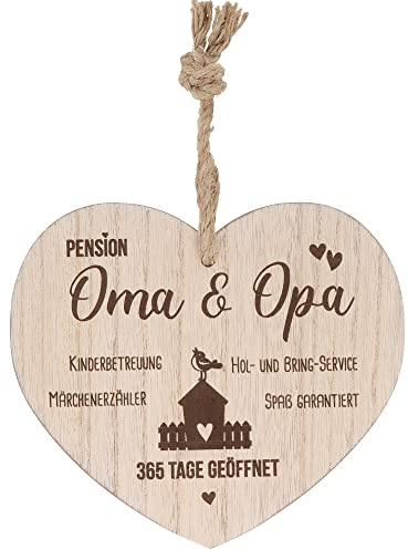 Spruchreif | Deko Herz Mit Gravur | Shabby Chic Wanddeko | Geschenke Für Oma Und Opa | Großeltern | Familie | Pension Oma & Opa