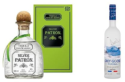 PATRÓN Silver Premium Tequila, Made from the Finest 100% Weber Blue Agave, Handcrafted in Small Batches in Mexico, 40% ABV, 70cl / 700ml & GREY GOOSE Premium French Vodka