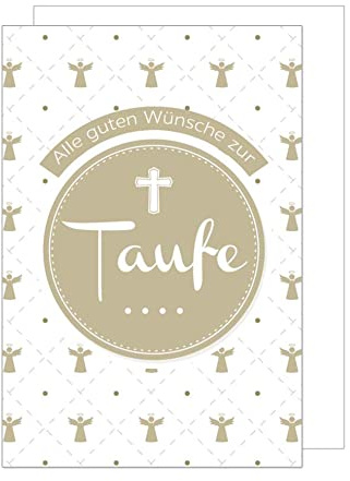 Edition Seidel Premium Glückwunschkarte zur Taufe mit Umschlag. Taufkarte Grusskarte herzlichen Glückwunsch Kreuz Engel Taufkind (ET164 SW023
