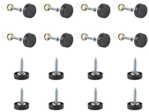 INCREWAY Mirror Screws, 40 Sets 16mm 304 Stainless Steel Thicken Mirror Nails with Decorative Caps Covers, Black