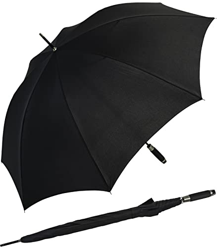 Paraguas de golf XXL – Paraguas de fibra de vidrio con mango de varilla, Negro , 130 cm