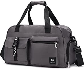 CORIOS Groß Sporttasche für Herren/Damen Reisetaschen Duffle Bag Oxford Schwimmtasche Fitnesstasche Weekender Übernachtung Tasche Kabinenreisetasche Trainingstasche Handgepäck mit Schuhfach Grau