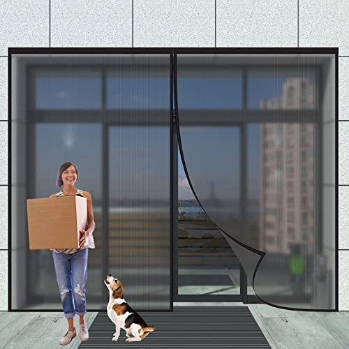 Fliegengitter Tür Magnet Insektenschutz 105 x 270 cm, Moskitonetz Magnetverschluss, Der Magnetvorhang Ist Ideal, für Balkontür Kellertür Wohnzimmer Terrassentür Ohne Bohren, Schwarz