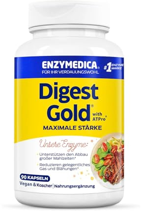 Enzimas Digestivas Potentes, complemento ideal de Probioticos Intestinales, Prebioticos y Probioticos, Enzymedica Digest Gold Digestive Enzymes, Enzimas Digestivas, Gases, Lactasa 90 capsulas