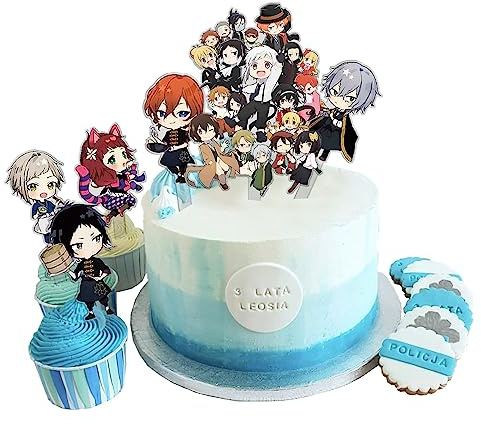 Bungo Stray Dogs Party Decorations Anime Theme Birthday Cake Decorations Set Supplies Includes Cake and Cupcake Toppers