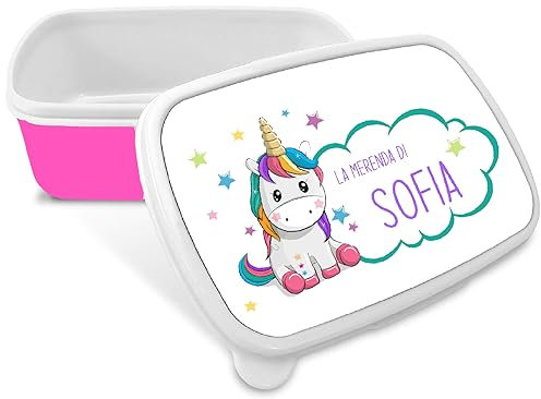Mr. Gadgets Porta merenda personalizzato con nome -diversi modelli e colori ROSA