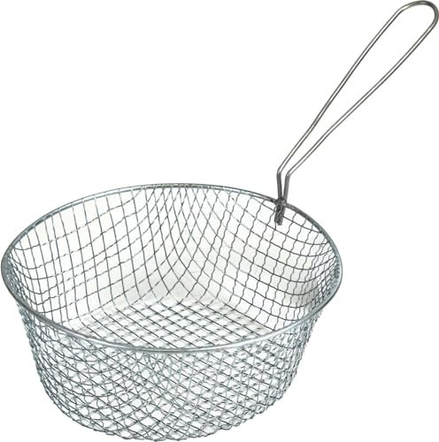 Sterling Ventures Deep Fries Chip Basket Premium Stainless Steel Oil Filter Wire Mesh Serving French Fries Fryer for Chips Onion Ring Soup Spaghetti Noodle with Handle (Chips Basket 9 Inch)