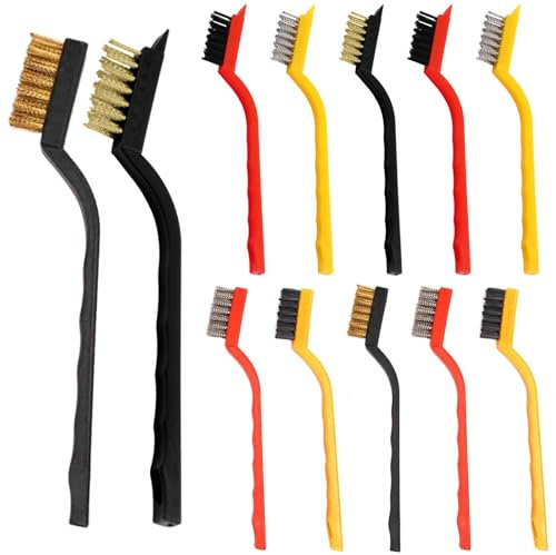 VEGCOO 12 Pièces Brosse De Nettoyage,Brosse Metallique For Cleaning,Nylon & Copper Wire & Stainless Steel Brush,Brosse Nettoyage For Rust Removal,Removes Rust,Paint,And Dirt