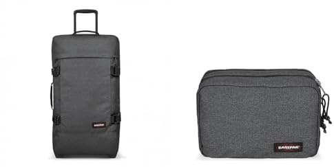 EASTPAK TRANVERZ M Koffer, 172 cm, 168 L, Black Denim (Grau) & Mavis Kulturtasche, 63 cm, 59 L, Black Denim (Grau)